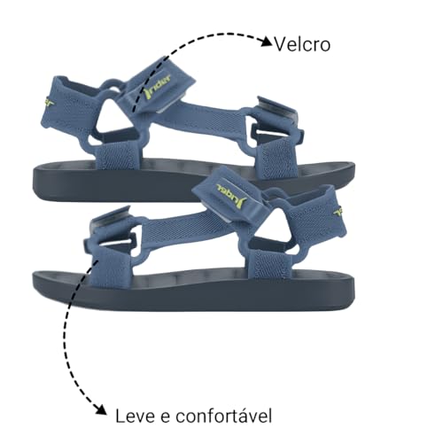 Papete Sandália Infantil Rider Free Style II Calce Fácil Azul (Azul, BR, Criança de 4 a 8 anos, Numé