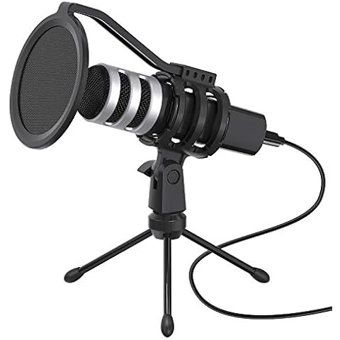 YOTTO USB Microphone Kit 192KHz/24bit Condenser Computer PC Mic Cardioid Studio Recording Vocal Microphone for Voice Overs Podcasting PC Gaming Streaming YouTube with Pop Filter, Tripod, Shock Mount Cover