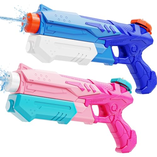 2 Pack Water Gun for Kids & Adults – 300cc Long Range Pink Squirt Gun Water Blaster, Powerful Water Gun for Pool Beach Outdoor Summer Water Squirter Summer Fight Toys for Boys Girls