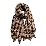 JERLA Cashmere Feel Scarf winter warm large soft Shawl wrap Scarf for women (Houndstooth khaki)