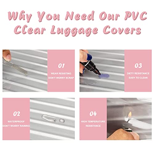 3 Pack Luggage Covers for Suitcase Clear PVC 0.4MM Thickened Waterproof Anti-Scratch Protector Sleeve Fits 20 24 28 Inch Baggage TSA Approved Travel Accessories3
