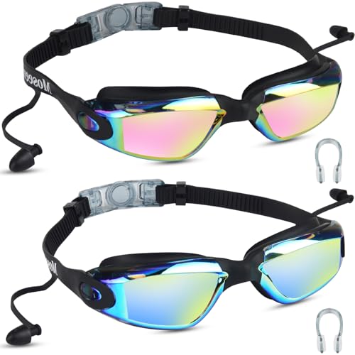 Moseem Schwimmbrille Kinder, 2 Stück taucherbrille Kinder 10 Jahre und Erwachsene,Schwimmbrille für Herren Damen Kinder,Anti-Fog,Kein Auslaufen