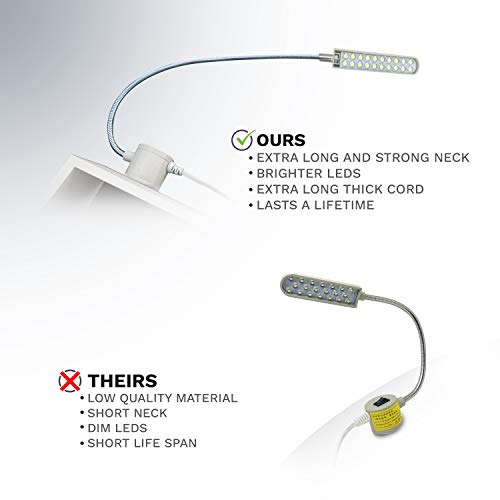 LED Lamp Magnetic Base, 30 LEDs, Extra Long Flexible Gooseneck, Sewing Machine, Work Light for Workbench, Metal Lathe, Machinist, Bench Grinder, Band Saw, Drill Press, Desk, flexable Light with DISC - Thumbnail 5