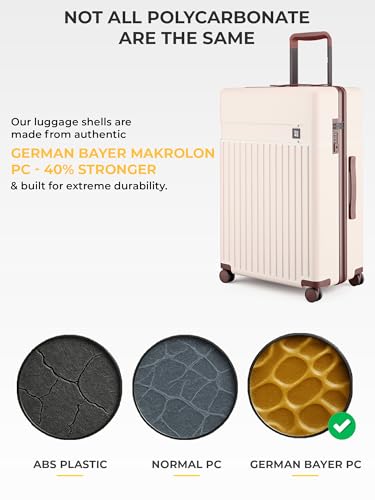 Image of EUME Classic Cabin 55 Cm, Check-in Medium 65 Cm & Check-in Large 75 Cm Luggage Trolley Bags for Travel - Set of 3 (Mocha White) | Polycarbonate (PC) 8 Hinomoto Wheels Suitcase | Cabin Trolley Bags