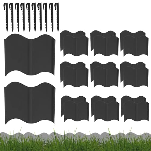 Zyntora Borde para Parterres de Flores - 20 Piezas Borde de Valla Flexible para Jardín - Cerca Desmontable para Parterres, Césped y Caminos de Jardín en Patio y Entrada