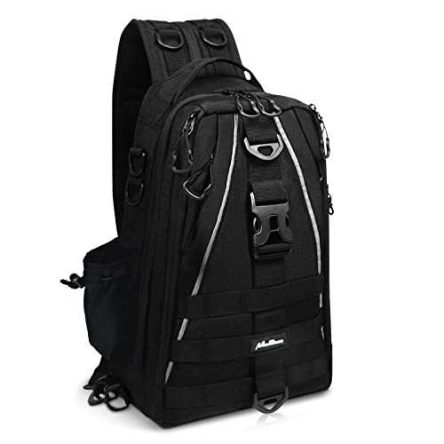 Moishow Fishing Backpack With Rod Holder,Tackle Box Backpack #Black Fishing Tackle Bag - Ultralight Water-Resistant Fishing Backpack For Men (14.9 X 9.4 X 5.1 Inch) #TOP4