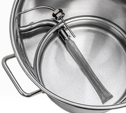 Brewsie Stainless Steel Home Brew Kettle W/Dual Filtration. Equip With False Bottom Thermometer And Ball Valve For Brewing (16 Gal/ 64 Qt) #TOP2