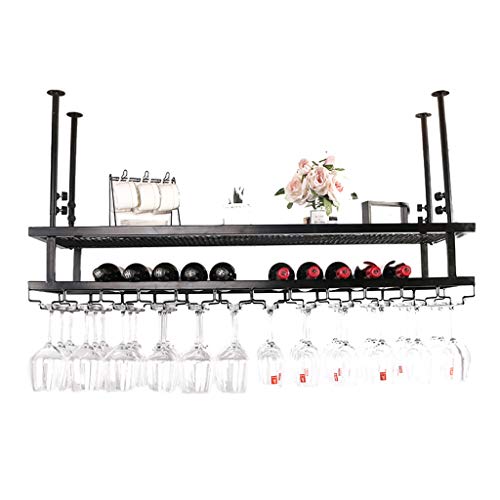Soporte para botellas de vino 2 niveles hierro negro