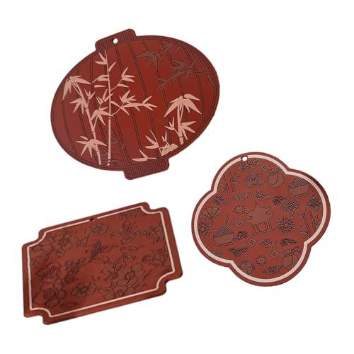 Pjeghbvop Posavasos resistentes al calor con patrón chino, alfombrillas de goma suave, superficies antideslizantes para ollas calientes, cuencos, almohadillas de aislamiento térmico, manteles