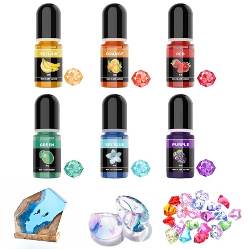 Altaroo Epoxidharz Farbe 6 Farben 5ml, Farbpigmente für Gießpulver, Epoxidharz Farben Hohe Transparenz mit Rührstab, Gießpulver Farbe für Epoxidharz, Resin Farbe, Epoxy Resin AB -je 5 ml