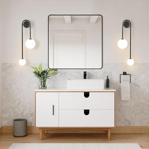 Image of Modern Glass Globe Wall Light 2-Light Double Brushed Brass Wall Sconce Lighting Mid Century Beside Wall Lamp Gold Light Fixtures for Loft Living Room Bedroom (2 Pack)