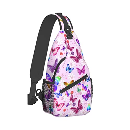 Butterflies Sling Bag Travel Crossbody Bag Chest Daypack Hiking Shoulder Bag For Men Women2