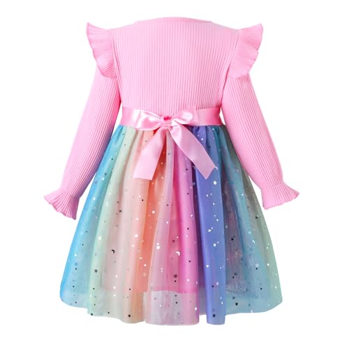 Image of HILEELANG Little Flower Girl Tulle Tutu Dress Easter Cotton Ribbed Birthday Wedding Party Princess Dresses