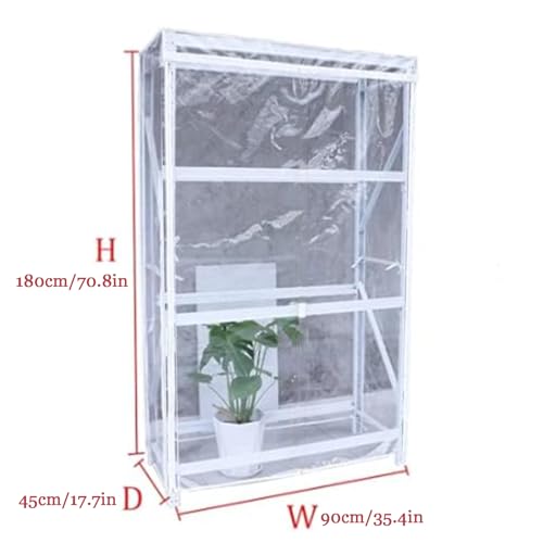 AGLZWY Wasserdichte Regalabdeckung 90×45×180cm Transparente Staubschutzhülle Abdeckung mit Reißverschluss für gartenmöbel Küchen Balkon Bücherregale Outdoor