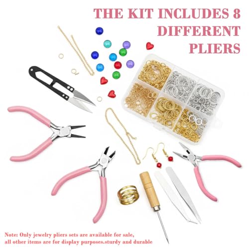 Image of HASTHIP Jewellery Making Tools Kit 8 Pcs Rubber Handle Pliers Set with Bag