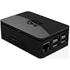 Black Protective Case/Box/Enclosure for Raspberry Pi Model B/ 2/3 with Aluminum Heatsink Cooler - Access to All Ports