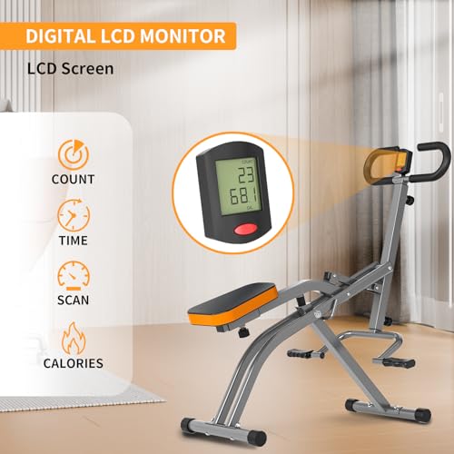 Image of NAYSAYE Squat Assist Trainer, Squat Machines Rowing Machine with Adjustable Resistance Bands LCD Display, Foldable Exercise Trainer with 265LBS Loading Capacity for Home Office