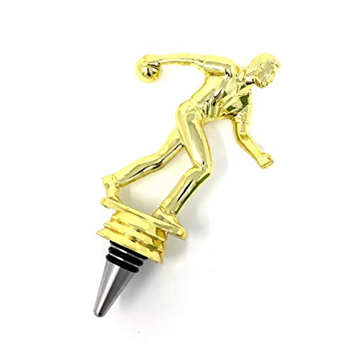 Bowling Wine Bottle Stopper - Handmade with Stainless Steel Base and Repurposed Trophy Top