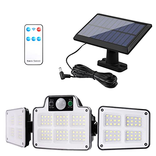 Dametay Solarlampen für Außen mit Bewegungsmelder 168 LED Solarleuchten 270°Beleuchtungswinkel IP65 Wasserdicht Solar Wandleuchte für Garten Patio mit 5m Kabel Cover