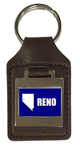 Porte-clés en cuir gravé Reno City USA accessoire vintage pour homme et femme