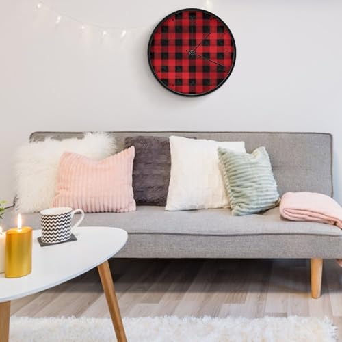 Horloge murale sans tic-tac pour chambre à coucher motif rouge - 6