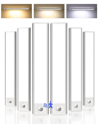 6-pack under cabinet lighting wireless led motion sensor light indoor rechargeable closet lights battery operated dimmable amp 3 color temps under counter lights for kitchen stairs 8inch