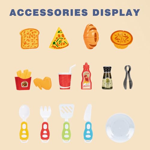 Toy Air Fryer with 15PCS Accessories Cookies Maker Toy with Music & Lights Color Changing Foods Kitchen for Aged 3+ Kids Kitchen Set Style 2 - Image 6