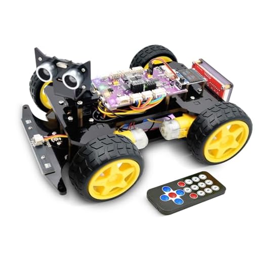 Adeept Kit Smart Car 4WD (compatibile con Arduino IDE), Line Tracking, Light Tracing, Ostacle Avoidance, Servomotore, Display OLED, Buzzer, LED Dot Matrix Display