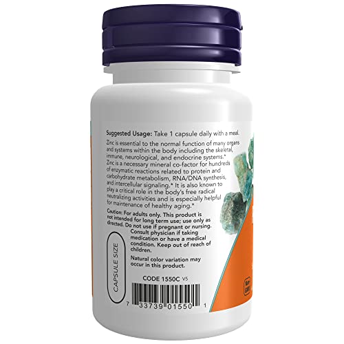 Image of NOW Supplements, Zinc Picolinate 50 mg, Supports Enzyme Functions*, Immune Support*, 60 Veg Capsules (Pack of 2)