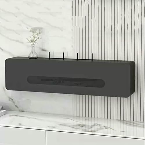 壁に取り付けられたワイヤレスWiFiルーターシェルフ - コード管理、ルーターオーガナイザー、隠れのためのソリッドウッドストレージボックス - 簡単な設置と デザイン