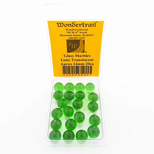 Wondertrail WONGM039 Lime Translucent Marbels 14mm Glass Marbles Pack of 20