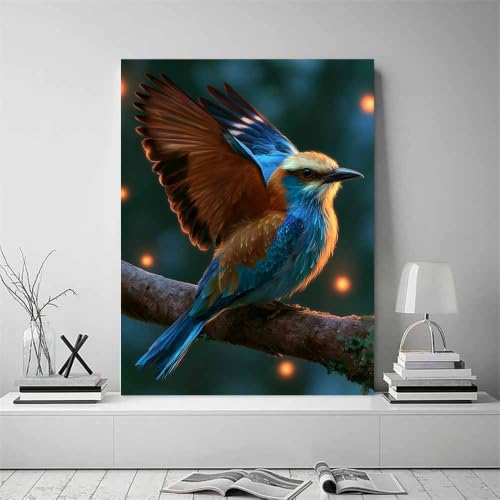 Toile animaux oiseau multicolore haute définition en format 80x120cm