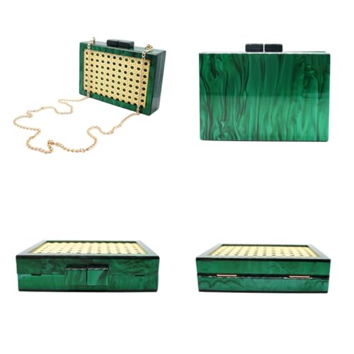 Image of RomanticDesign Women Acrylic Handbag Rattan Woven Pattern Square Box Crossbody Handbag Shoulder Bag Chain Purse