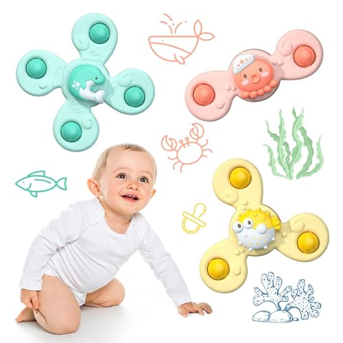 Preescolar, Video On Demand Sobirdos 3 Piezas Juguete Giratorio con Ventosa,Juguetes de Baño,Juego de Juguetes con Ventosas de,Juguete Giratorio con Ventosa,Juguetes Sensoriales,Juguetes...