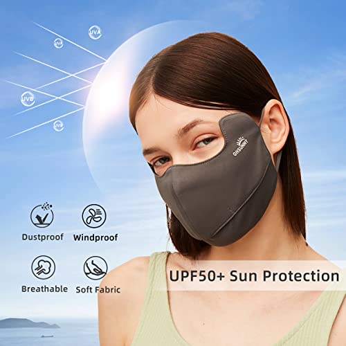 OHRAIN Anti-UV Face Cover UPF50+ with Canthus Protective & Breathable Open Washable Reusable Sun Protection Facemask for Women Dark Grey3