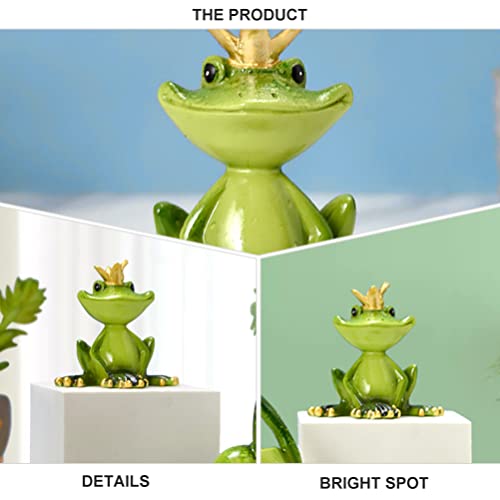 Veemoon Crown Frog Statues Green King Frogs Sitting Figurine Decor Personalized Animal Collectible Figurines Handmade Mascot Resin Crafts For Shelves Table Desk Decor #TOP3