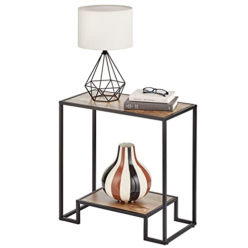 mDesign Meuble d'appoint au Style Industriel – Petite Table de séjour à 2 Niveaux en métal et Bois – Petite Table avec Espace de Rangement pour Le Couloir et Toutes Autres pièces – Noir/Gris