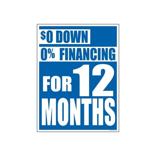 Attractive Zero Financing Sale Window Sign