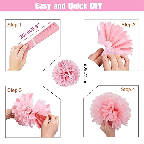 Party Propz Birthday Decoration Kit for Girls 37 Pcs | Pink Theme Balloons for Birthday | Bday Decoration Items for Girl | Happy Bday Banner with Curtain and Pom Pom Balls