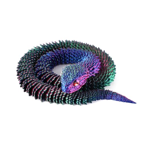 Gosknor Juguete de Víbora Impreso en 3D, Juguetes Víbora Serpiente Animales Impresos 3D Serpiente Articulada Misteriosa para la Decoración del Escritorio Oficina Casa (Degradado en Tres Colores)