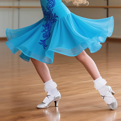 Dxhycc 3 Pairs Girls White Ruffle Socks Cute Ruffled Lace Dress Socks for Toddler Little Girls4