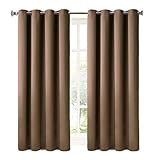 Blackout Curtains 2 Panels Thermal Insulated Grommets Drapes for Bedroom/Living Room 52 by 63 Inch, Chocolate