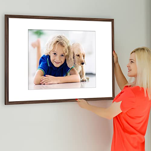 Xedogier Rustic Walnut Solid Wood 24X36 Poster Frame With Mat 18X24, Flat Picture Frame 36X24/24X18 For Photos, Wall Art, Prints, Puzzles, Living Room, Bedroom, Wedding Decor, Home Decor(1 Pack) #TOP1