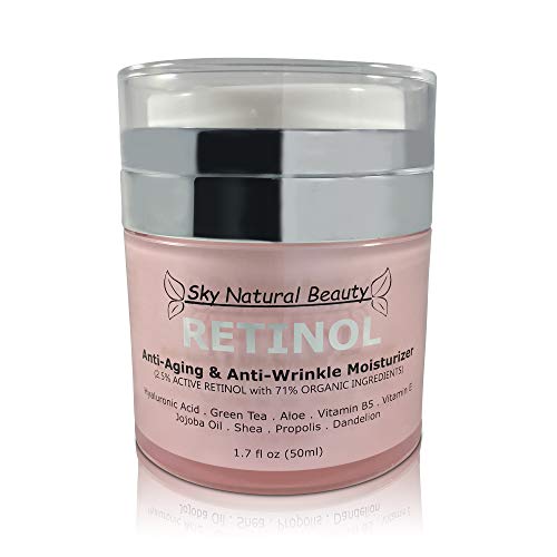 Retinol Anti-Aging & Anti-Wrinkle Moisturizer Cream for Face and Eye Area - With 2.5% Retinol, Hyaluronic Acid, Vitamin E & B5, Best Day and Night, Whole-Food, Anti-Wrinkle, Anti-Aging Cream, 1.7 Oz