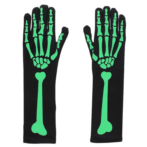 BOTCAM Halloween Prom Props Glow In The Dark Skeleton Skeleton Gloves Stockings Cycling Gloves Red Children, Green, One Size
