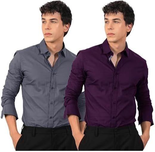 Pinkmint Men's Solid Cotton Formal Shirt | Plain | Full Sleeve - Regular Fit (Available in Plus Sizes and Combo Pack of 2)