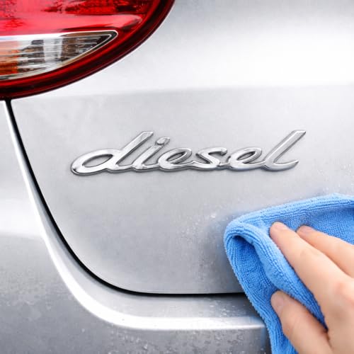 Image of JVCV 3D Metal Diesel Sticker for Car Fuel Tank Chrome Logo Decal Emblem Badge for All Cars and Bikes (Diesel, Silver)