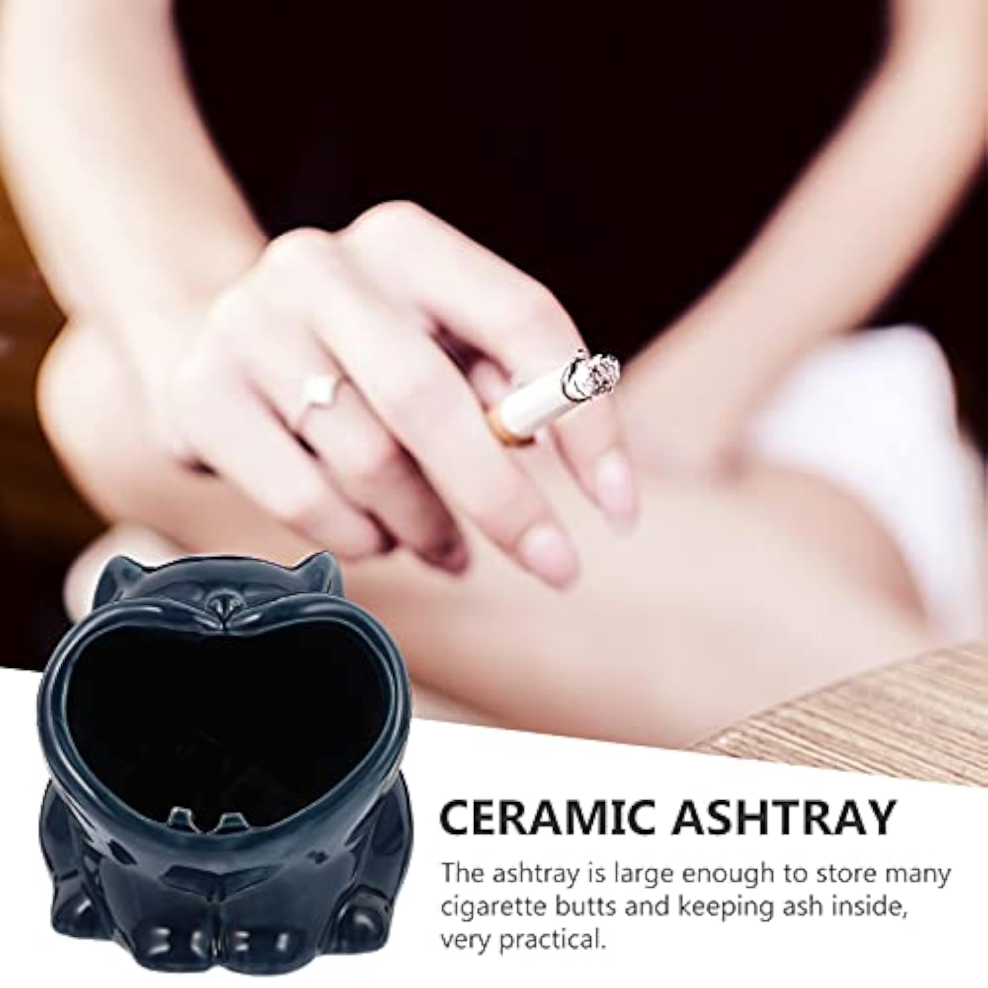 Creative Cat Shape Ashtray with Lid, Home Decor
