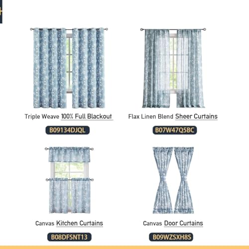 Image of BFAM Store Floral Print 100% Blackout Curtain with Black Linning at Back, Floral Print Curtains for Bedroom /Living RoomThermal Insulated Energey Saving Blossom Curtain, Sold as Single Curtain