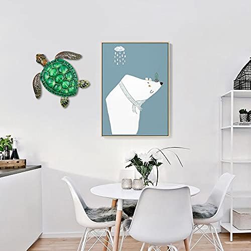 12Inch Metal Sea Turtle Wall Decor , Ocean Sea Turtle Hanging Wall Art Decor, Metal Marine Life Theme Wall Decoration for Bathroom Garden Swimming Pool(green)